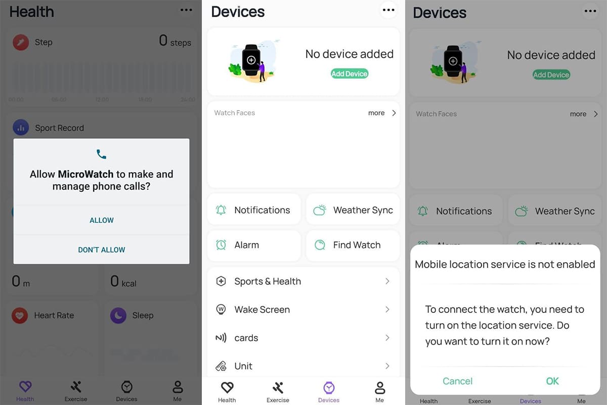 اضافه کردن دستگاه در برنامه Micro Watch