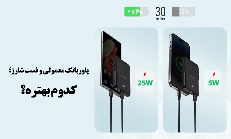 فرق بین پاوربانک فست شارژ و معمولی چیست ؟